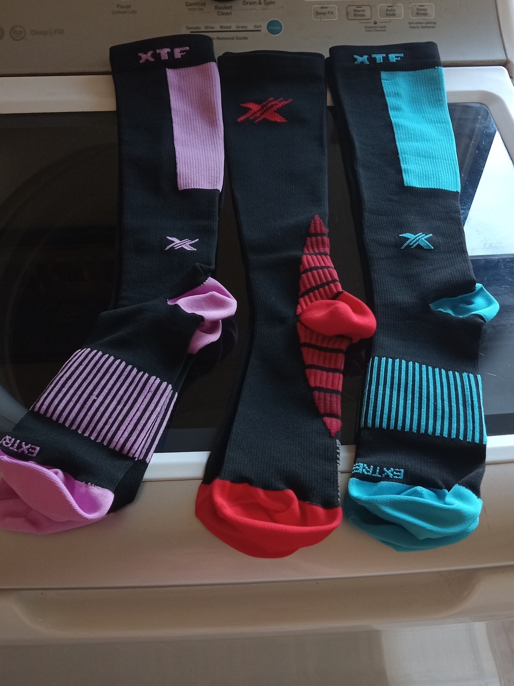 Performance Women's Compression Socks - Black with Pink/Red/Teal Accents
